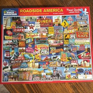 White Mountain Roadside America Puzzle - Red and Yellow Signs